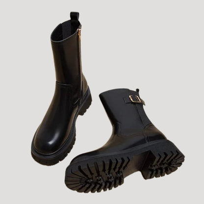 Women's Chunky Sole Mid-Calf Boots — Black