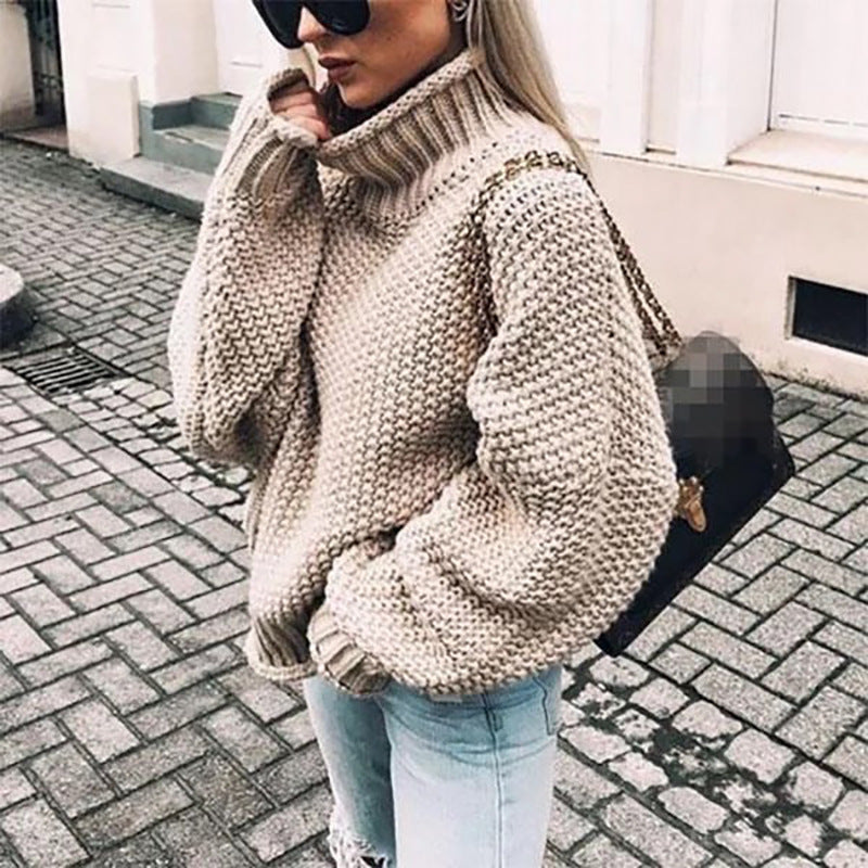 Women's Textured Knit Long Sleeve Sweater — Black