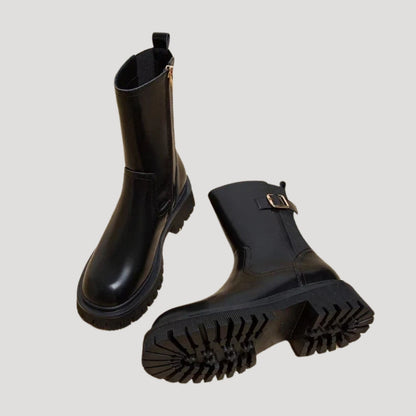 Women's Chunky Sole Mid-Calf Boots — Black