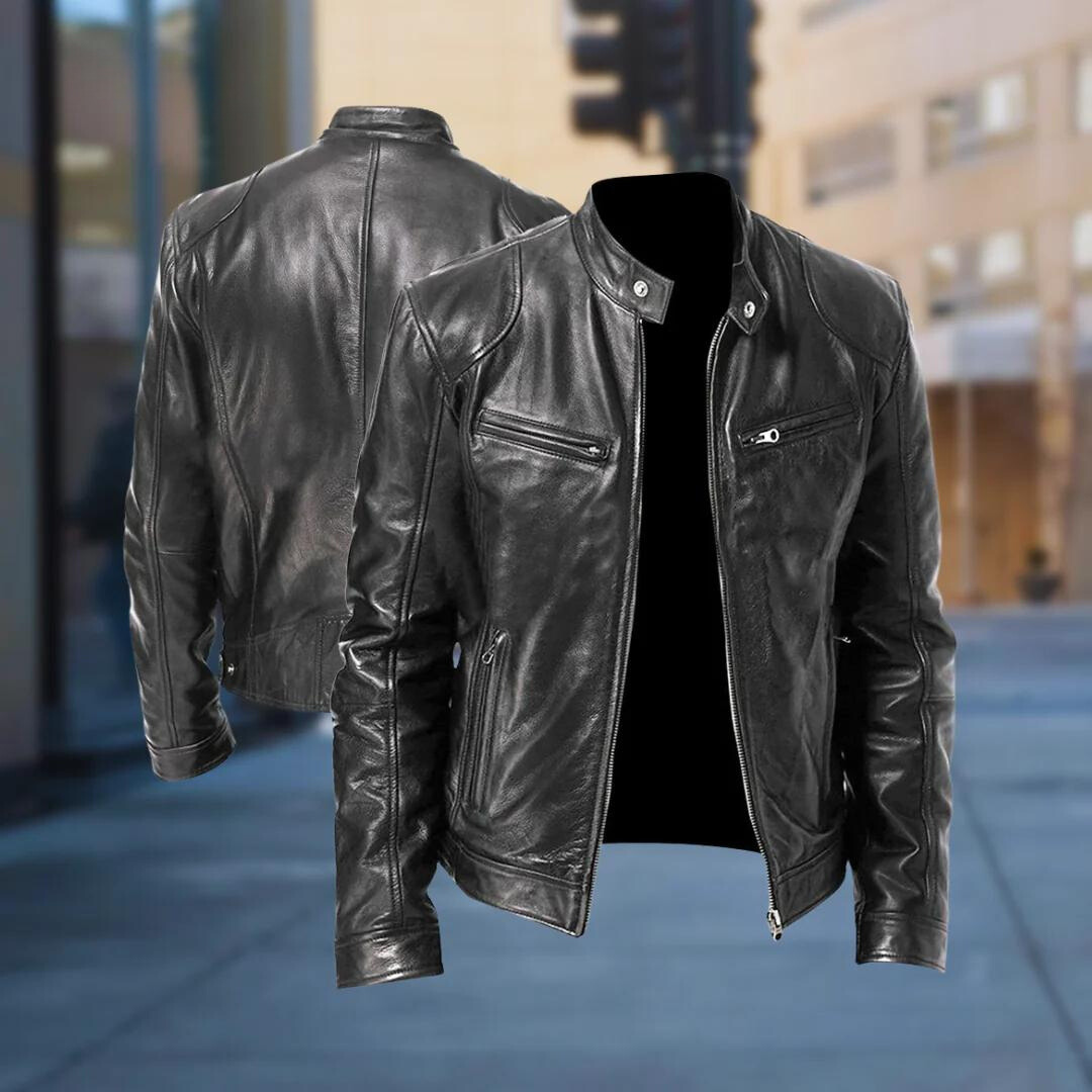 David Men's Leather Jacket – Elegant Durable Bomber with Modern Comfortable Style