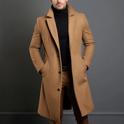 Edward Men's Long Winter Coat – Warm Insulated Trench Style with Classic Elegant Cut
