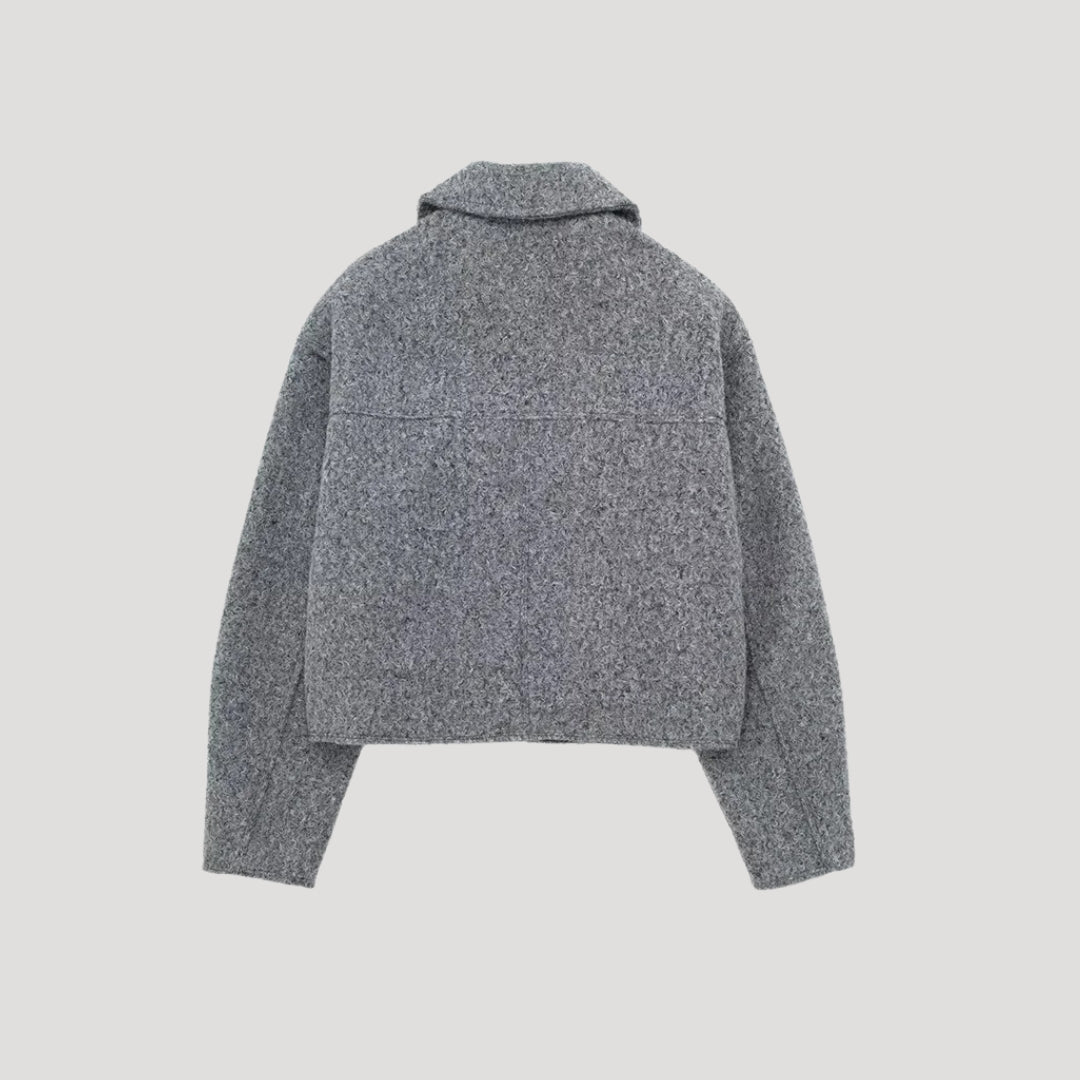 Women's Cropped Zip Winter Jacket — Grey