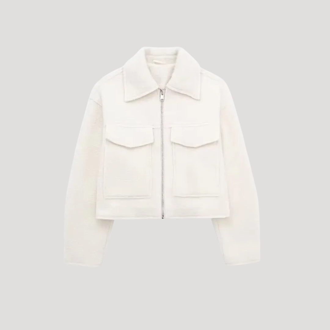 Women's Cropped Zip Winter Jacket — Grey