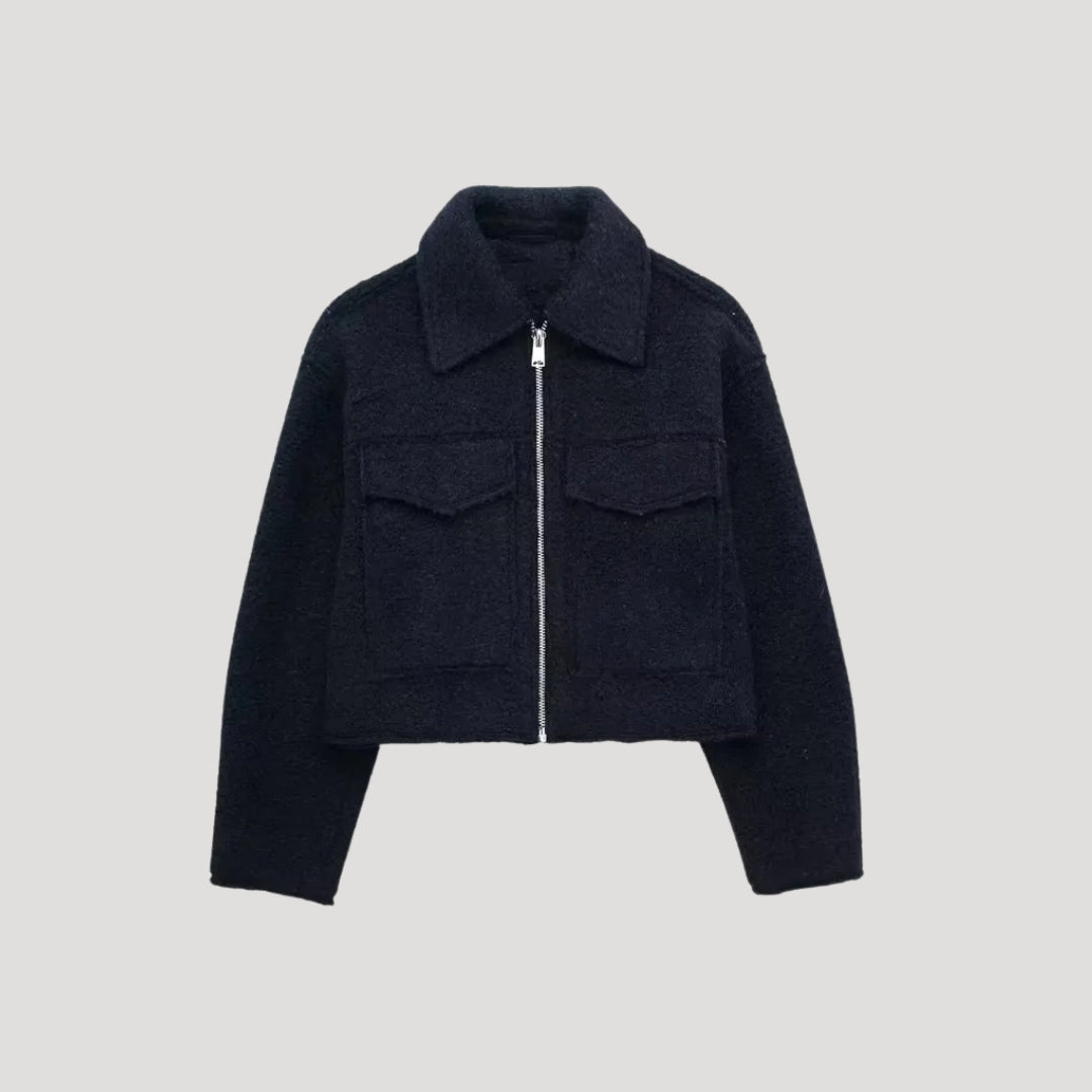 Women's Cropped Zip Winter Jacket — White
