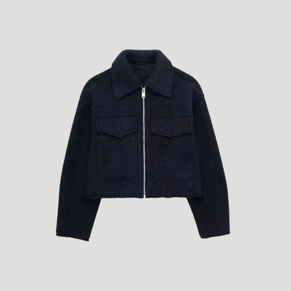 Women's Cropped Zip Winter Jacket — White