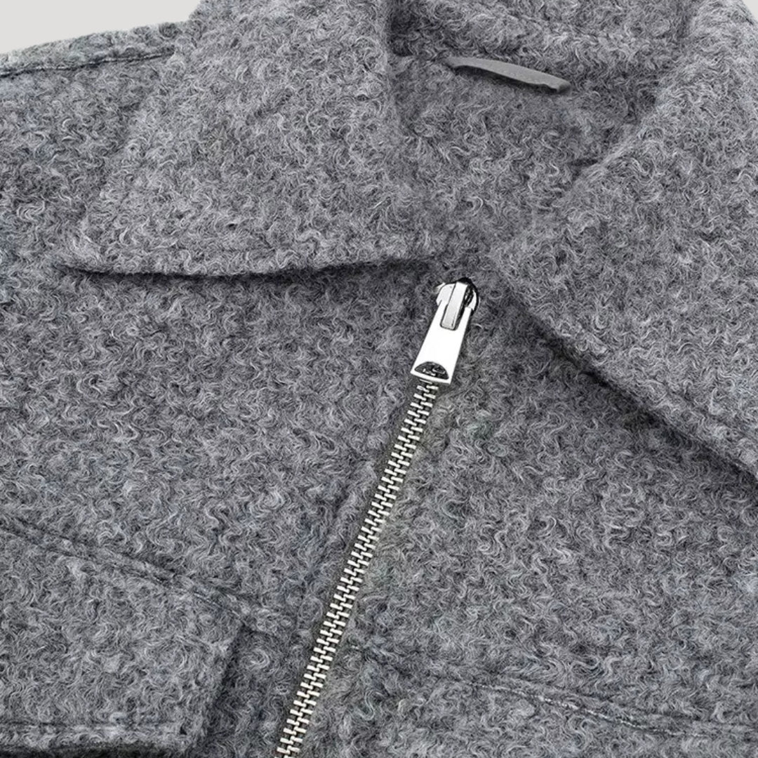Women's Cropped Zip Winter Jacket — Grey