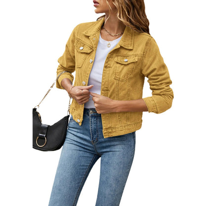 Women's Button Front Casual Jacket — Light Blue