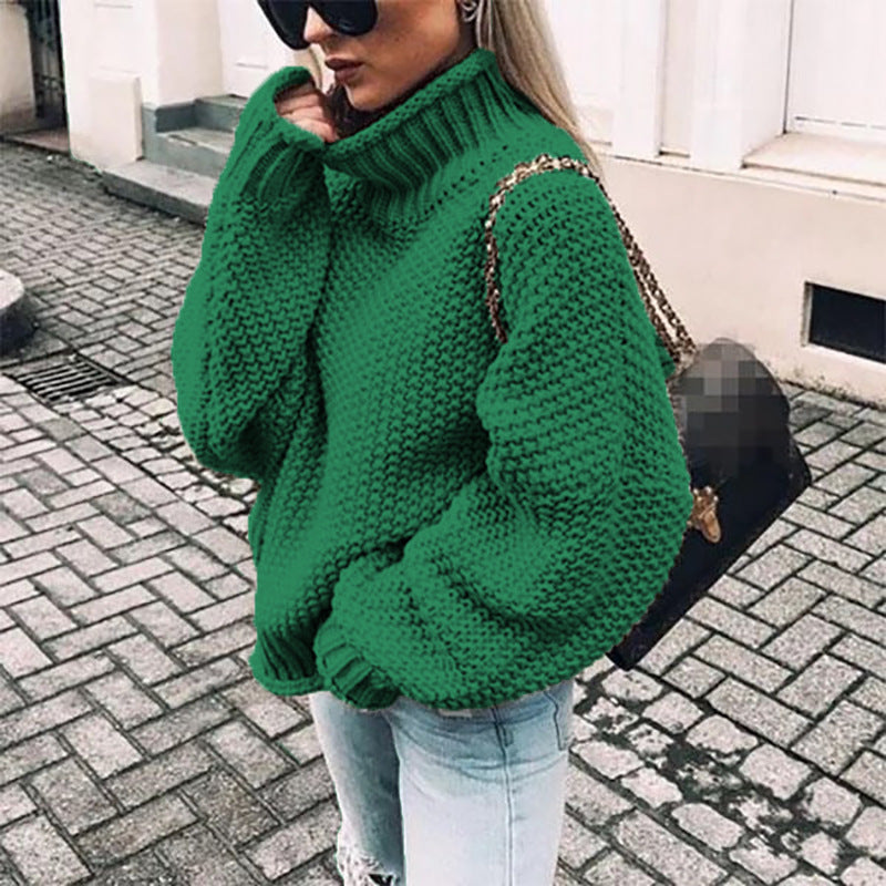 Women's Textured Knit Long Sleeve Sweater — Black