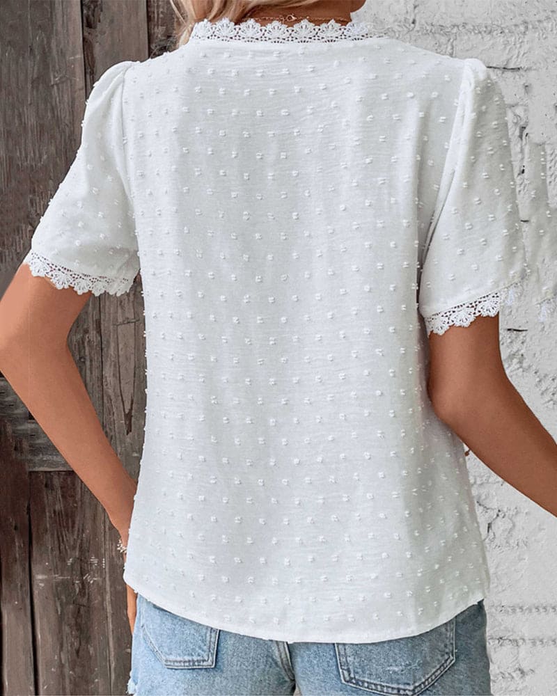 Sophie Women's Cotton Lace Puff Sleeve Blouse