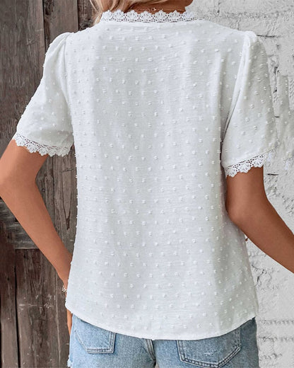 Sophie Women's Cotton Lace Puff Sleeve Blouse