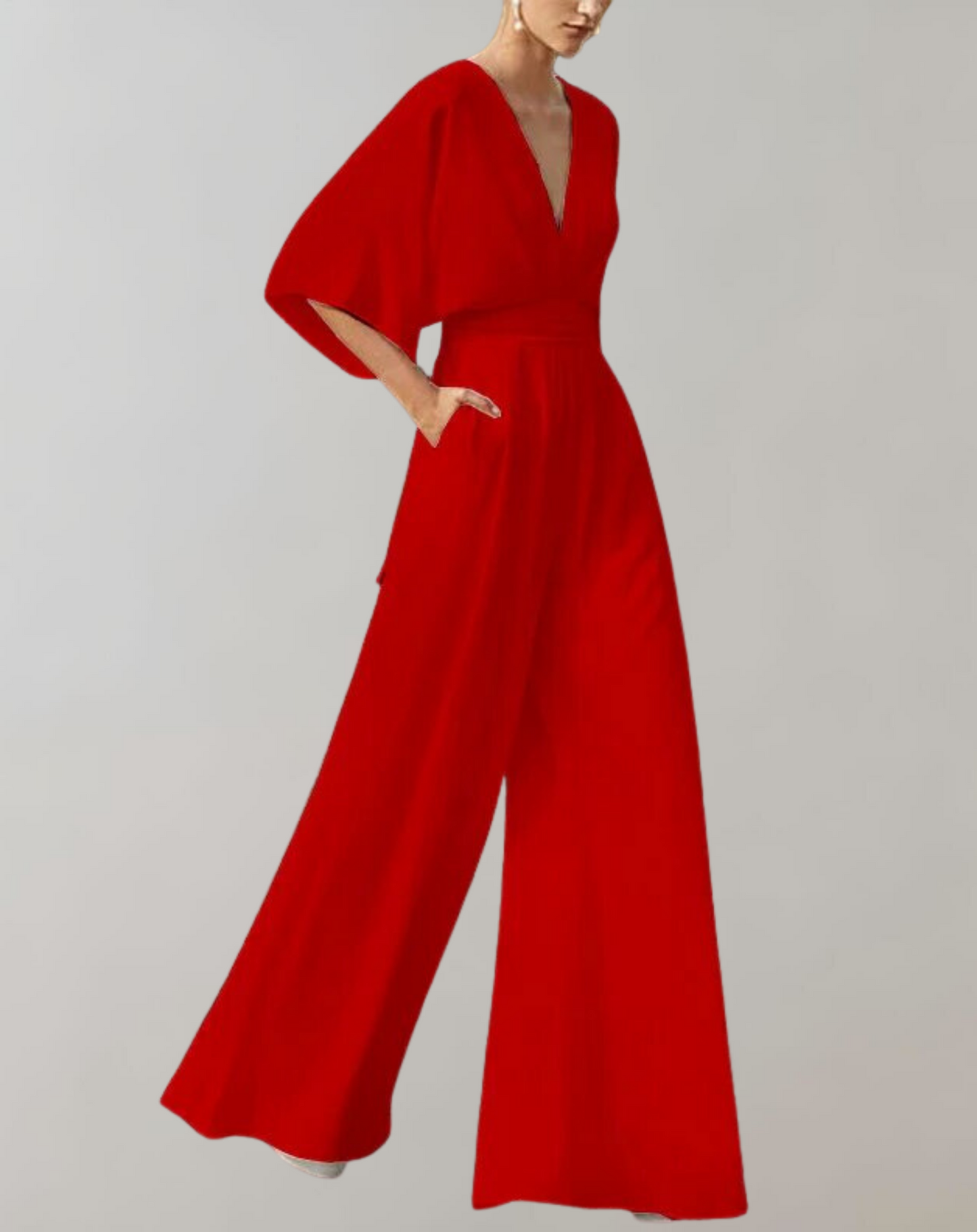 Suzette Women's Wide Leg V-Neck Jumpsuit