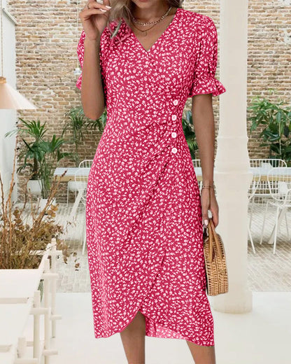 Quincy Women's Floral Button Front Summer Dress