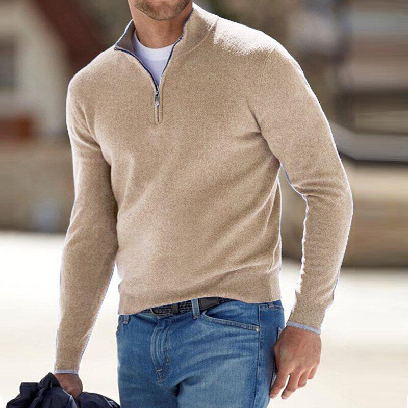 Noah Men's Zip Collar Sweater – Modern Breathable Durable Cotton Polyester