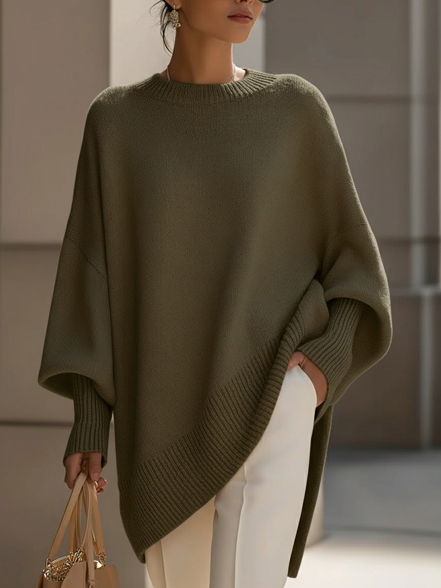 Women's Oversized Knit Sweater Top — Olive Green