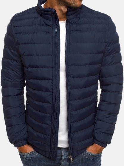 Manuel Men's Quilted Jacket – Light Straight Cut with Stand-Up Collar and Zipper