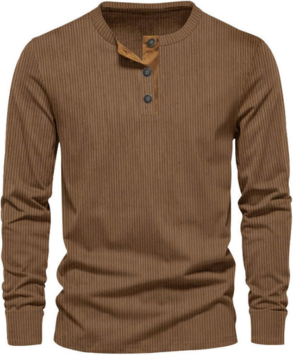 Sevi Men's Long Sleeve T-Shirt – Ribbed Fitted Comfortable Versatile Style