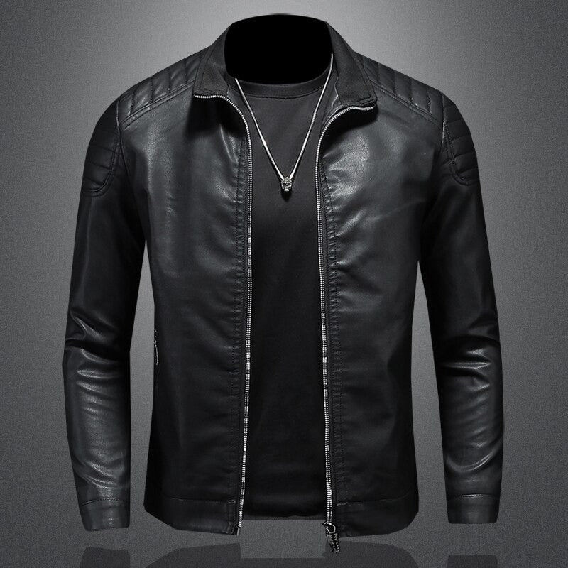 Lance Men's Leather Jacket – Elegant Comfortable Regular Fit with Zipper Closure