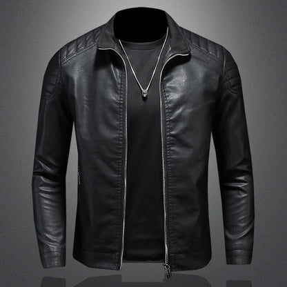 Lance Men's Leather Jacket – Elegant Comfortable Regular Fit with Zipper Closure