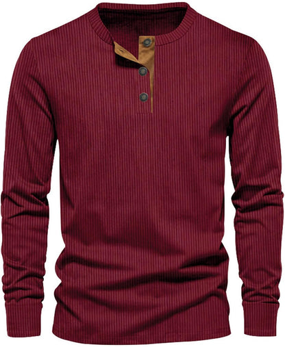 Sevi Men's Long Sleeve T-Shirt – Ribbed Fitted Comfortable Versatile Style