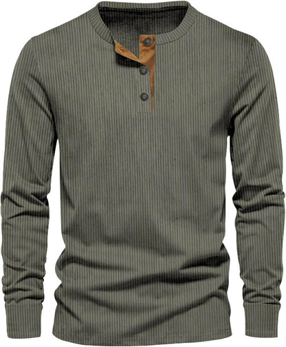 Sevi Men's Long Sleeve T-Shirt – Ribbed Fitted Comfortable Versatile Style
