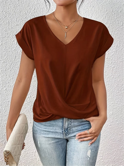 Yasmine Women's V-Neck Draped Knot Top