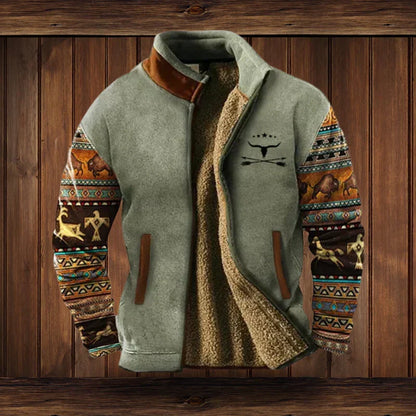 Noah Men's Western Style Jacket – Fleece Lining with Patterned Winter Comfort