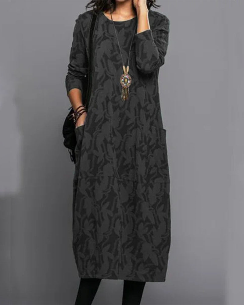 Isabella Women's Fleece Long Sleeve Floral Dress