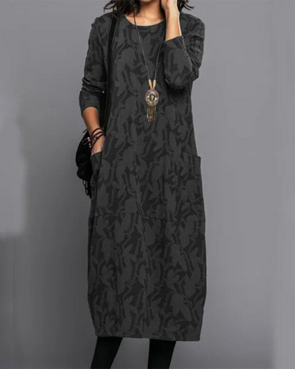 Isabella Women's Fleece Long Sleeve Floral Dress
