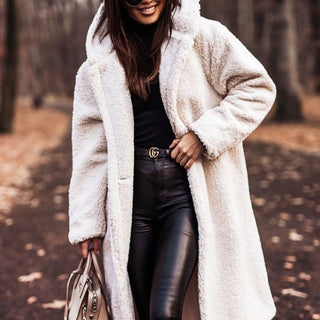 Women's Faux Fur Teddy Longline Coat — Green