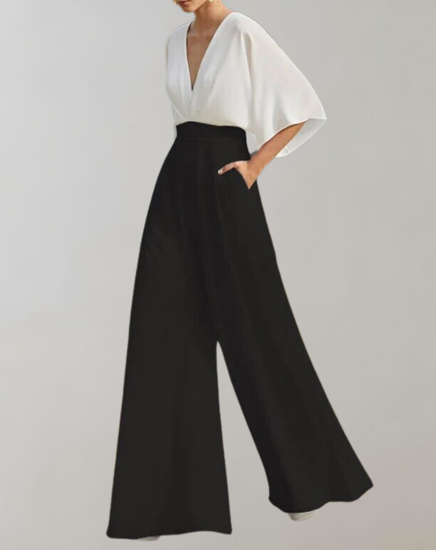 Suzette Women's Wide Leg V-Neck Jumpsuit