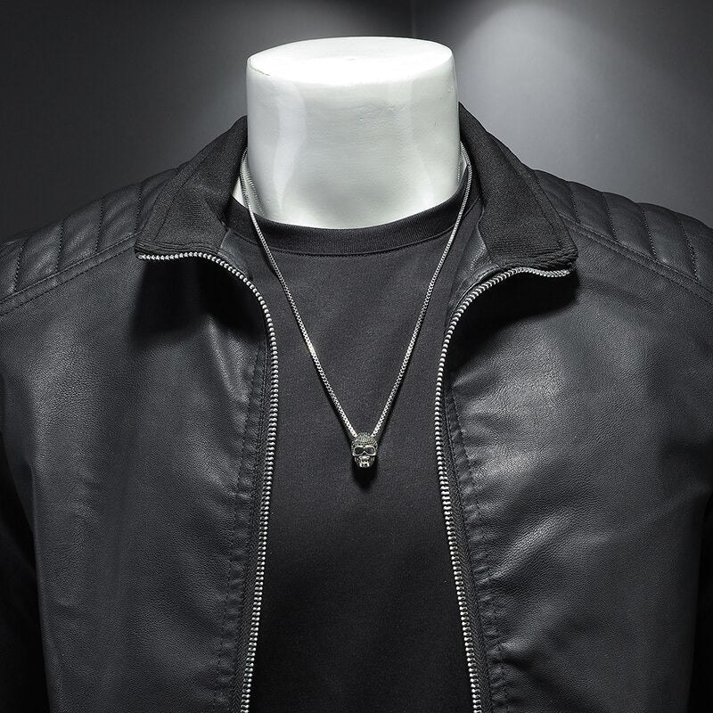 Lance Men's Leather Jacket – Elegant Comfortable Regular Fit with Zipper Closure