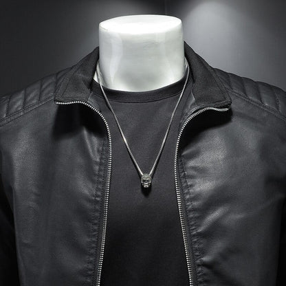 Lance Men's Leather Jacket – Elegant Comfortable Regular Fit with Zipper Closure