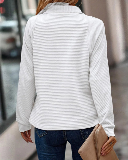 Leyna Women's Ribbed Knit Zip Collar Sweater