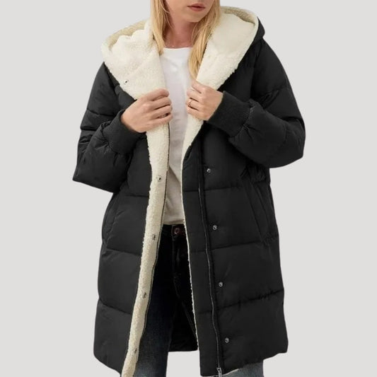 Women's Hooded Winter Puffer Jacket — Black