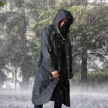 Adrien Men's Long Raincoat – Breathable Waterproof Coat with Adjustable Hood