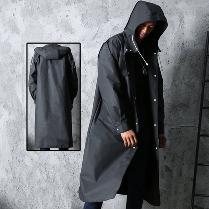 Adrien Men's Long Raincoat – Breathable Waterproof Coat with Adjustable Hood