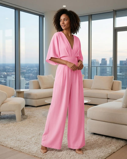 Suzette Women's Wide Leg V-Neck Jumpsuit