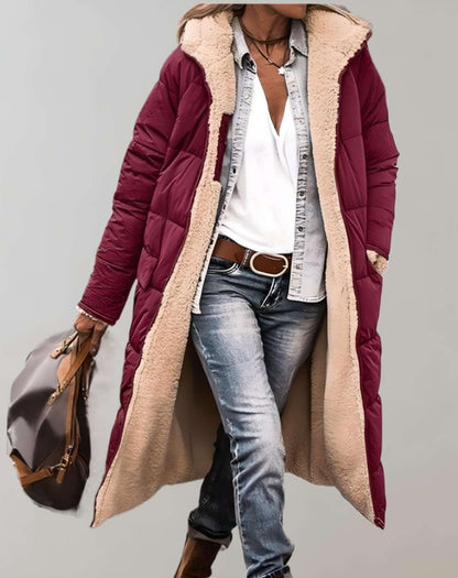 Women's Longline Quilted Casual Coat — Black