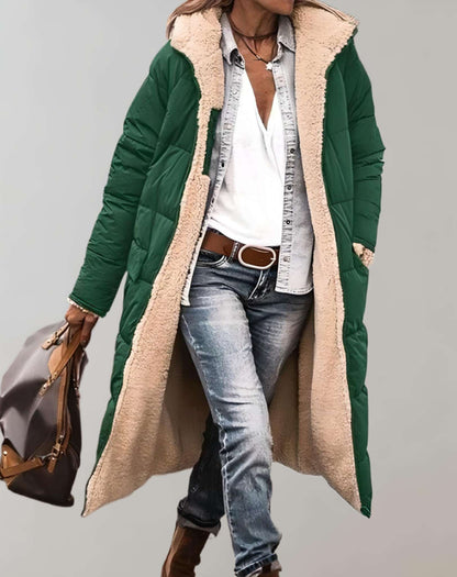 Women's Longline Quilted Casual Coat — Brown