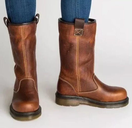 Men's Leather Mid-Calf Work Boots — Brown