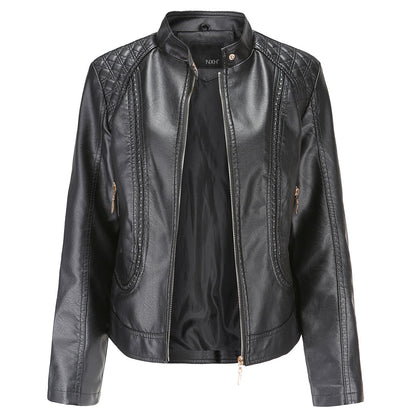 Janiyah Women's Leather Jacket with Stand Collar
