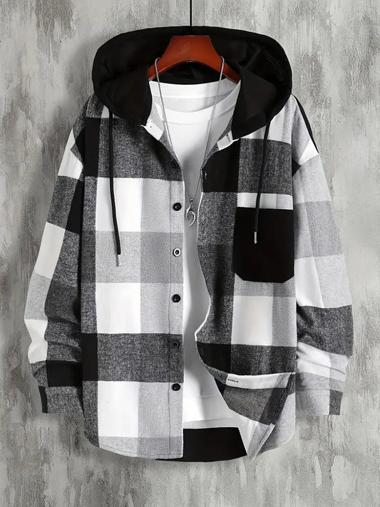 Mason Men's Checkered Hoodie – Modern Pattern with Comfortable Relaxed Fit