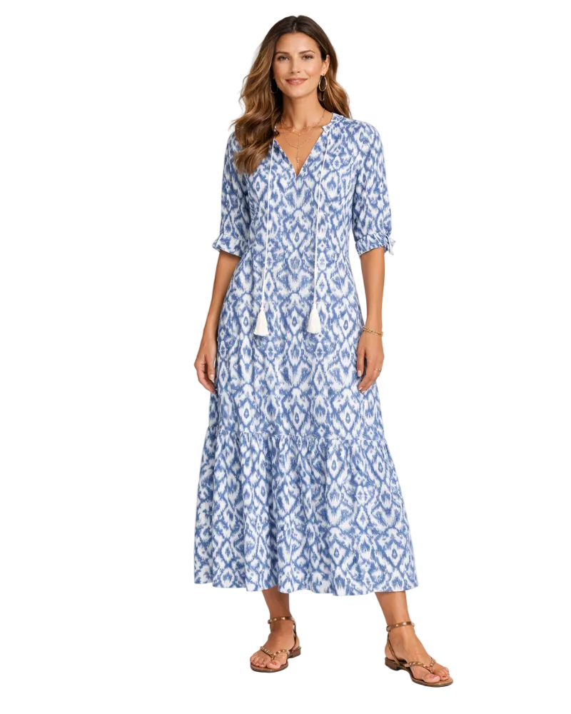 Blanche Women's White Cotton Bohemian Maxi Dress