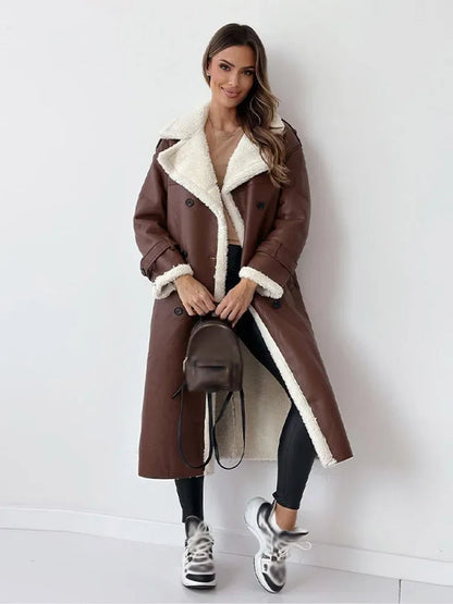 Women's Lined Longline Winter Coat — Brown
