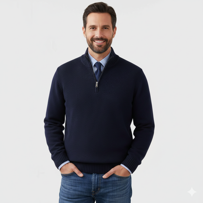 Brad Men's Quarter-Zip Sweater – Soft Breathable Knit with Zipped Collar and Regular Fit