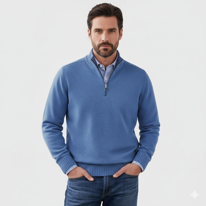 Brad Men's Quarter-Zip Sweater – Soft Breathable Knit with Zipped Collar and Regular Fit