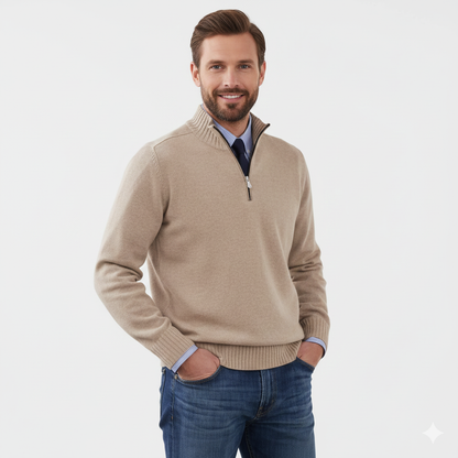 Brad Men's Quarter-Zip Sweater – Soft Breathable Knit with Zipped Collar and Regular Fit