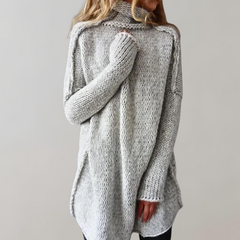 Women's Turtleneck Long Sleeve Knit Sweater — Black