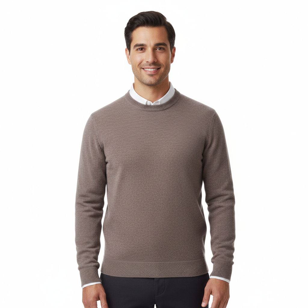 Cameron Men's Crew Neck Sweater – Elegant and Breathable Premium Merino Wool Sweater