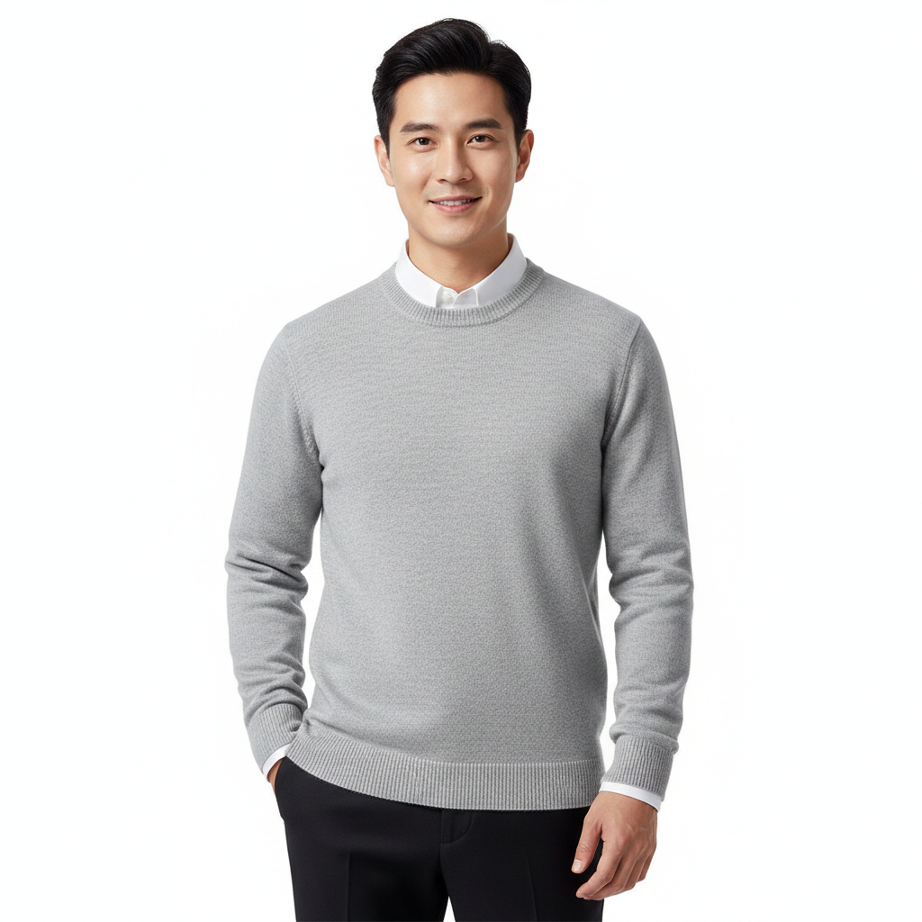Cameron Men's Crew Neck Sweater – Elegant and Breathable Premium Merino Wool Sweater